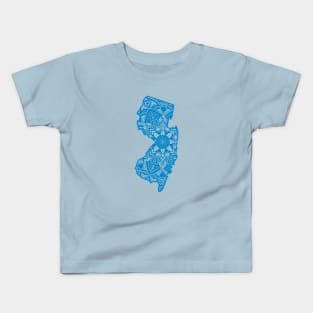 Blue New Jersey State Gift Mandala Yoga NJ Art Kids T-Shirt